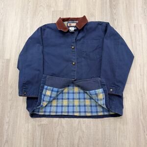 Vintage Faded Glory Chore Coat Women's XL Blue Corduroy Collar y2k Flannel Lined